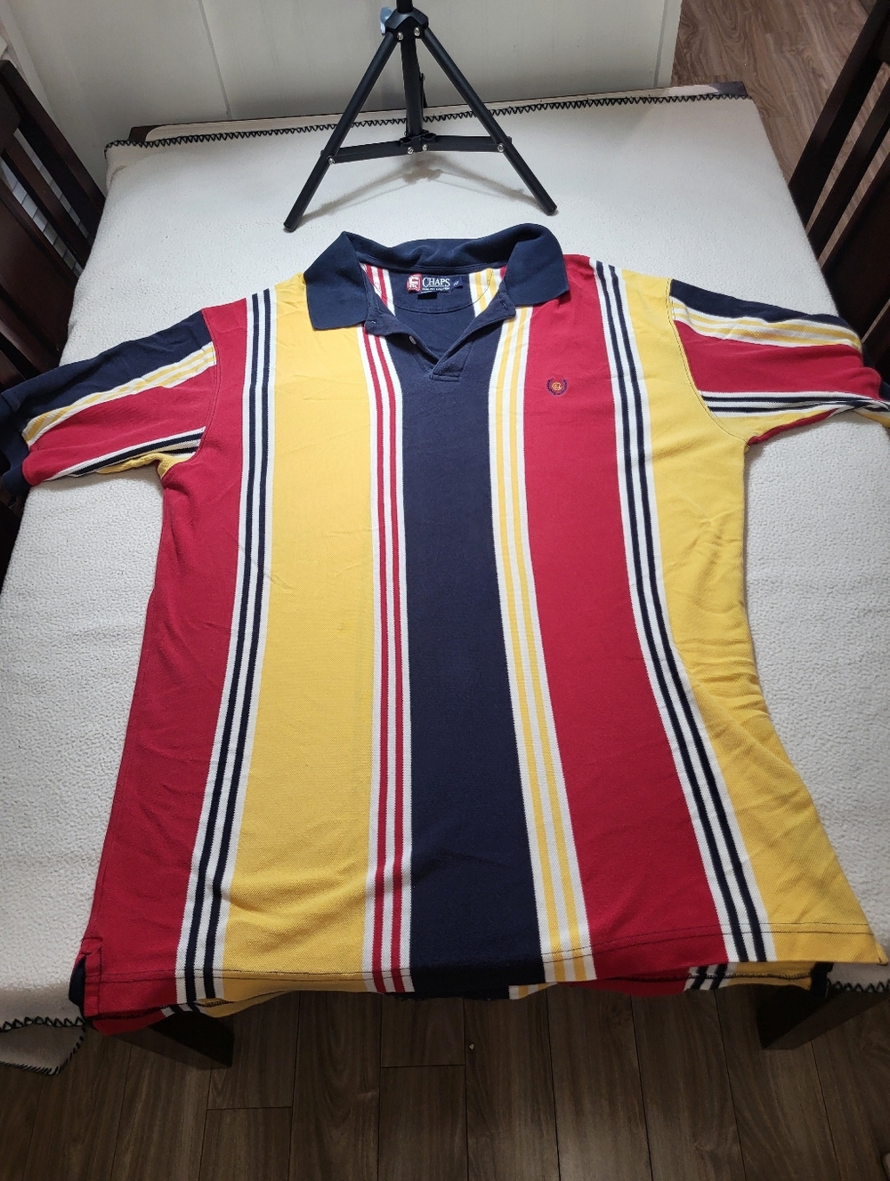 Vintage Chaps Ralph Lauren Rugby Preppy XLT Logo Striped T Shirt